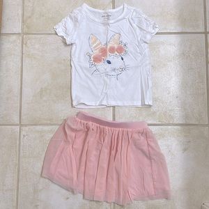 Bunny tshirt with pink tule skirt size 3T